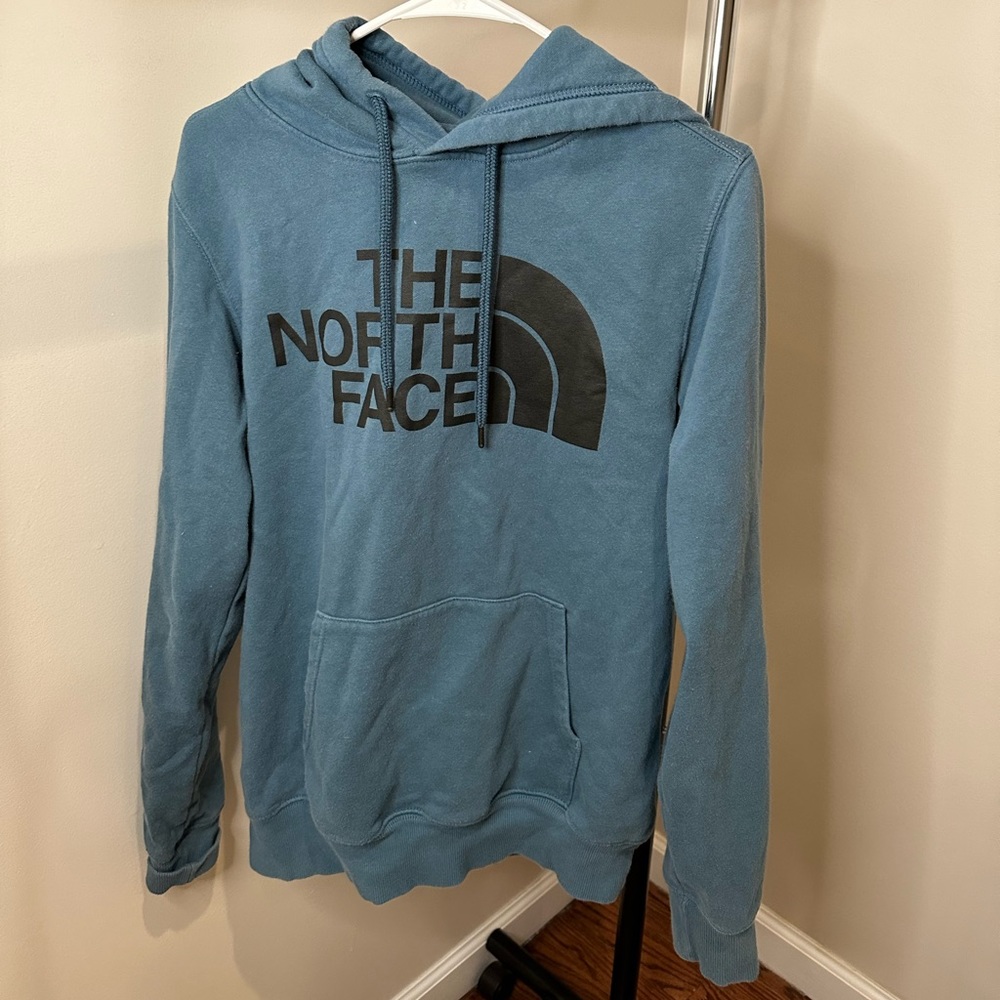 Blue north face half dome logo hoodie